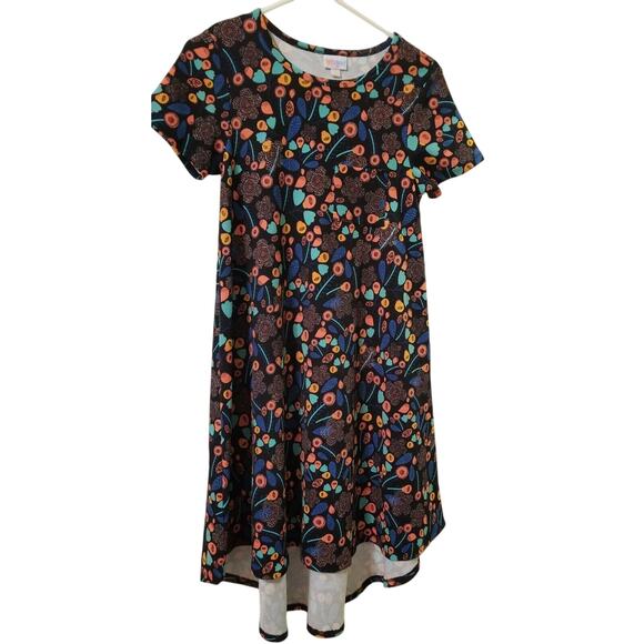 NWOT -LuLaRoe Multicolor Floral Dress Career High/Low Hem Round Neck Size XXS - Picture 1 of 7